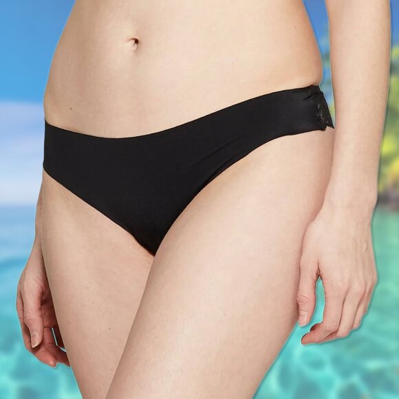 NWT Black Lace-Back Thong Panties - Women's Size L (12/14) - Auden Intimates - Picture 1 of 5